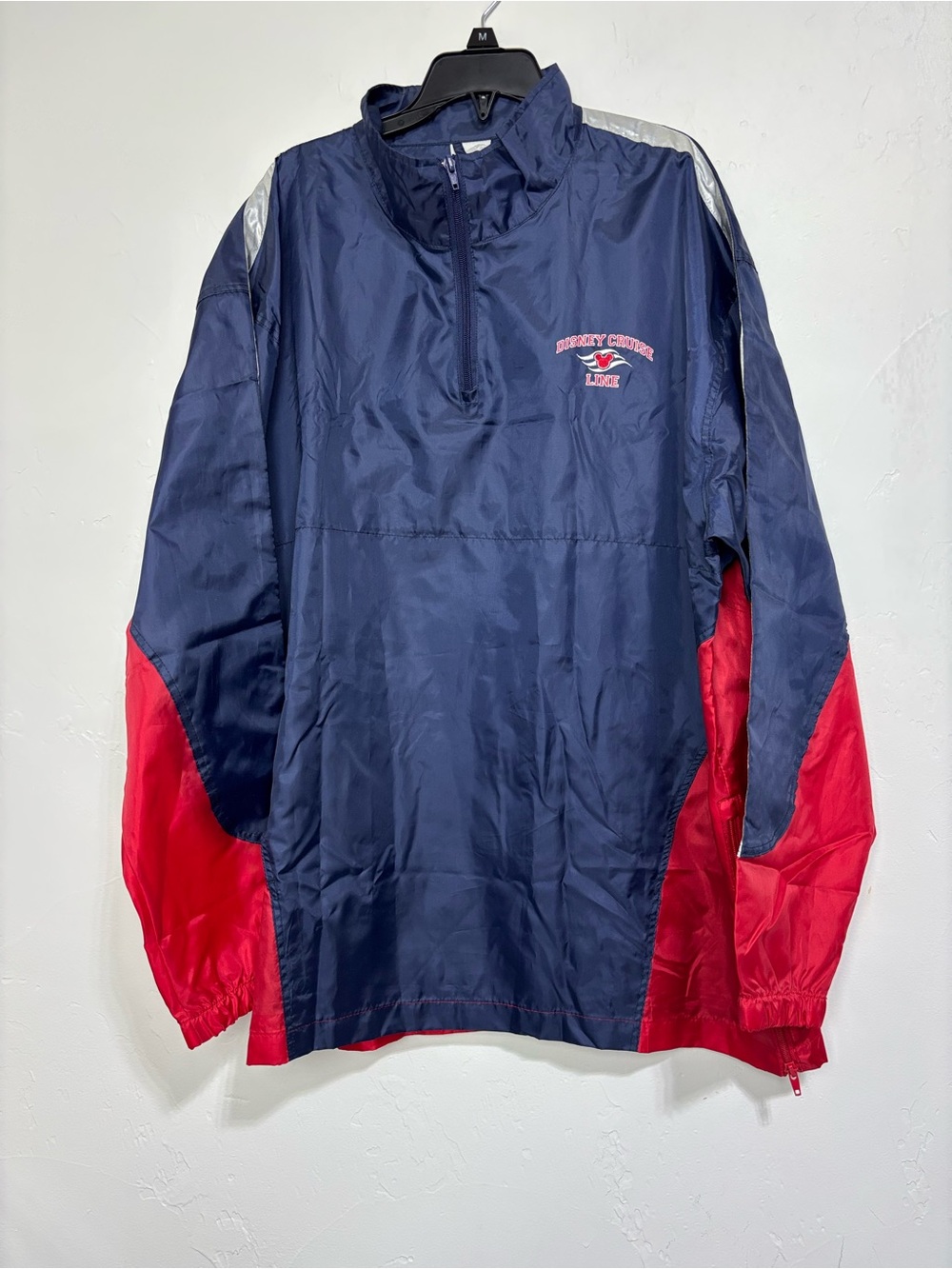 Disney Cruise Line Adult Pullover Windbreaker Jacket Blue/Red Size M/L 1/4 Zip